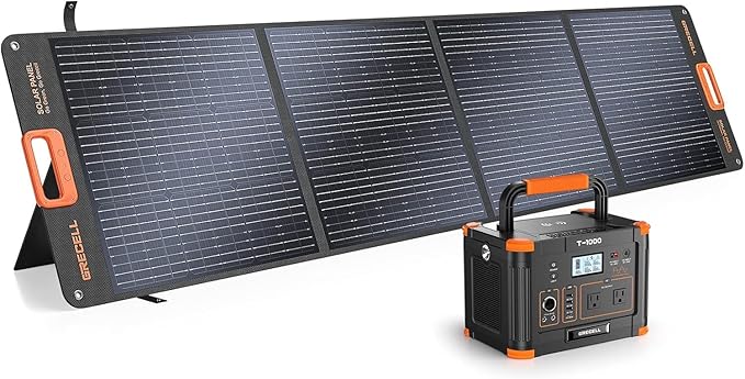 GRECELL 999Wh Solar Generator 1000W with Solar Panel 200W, 1000W Solar Generator with Panels