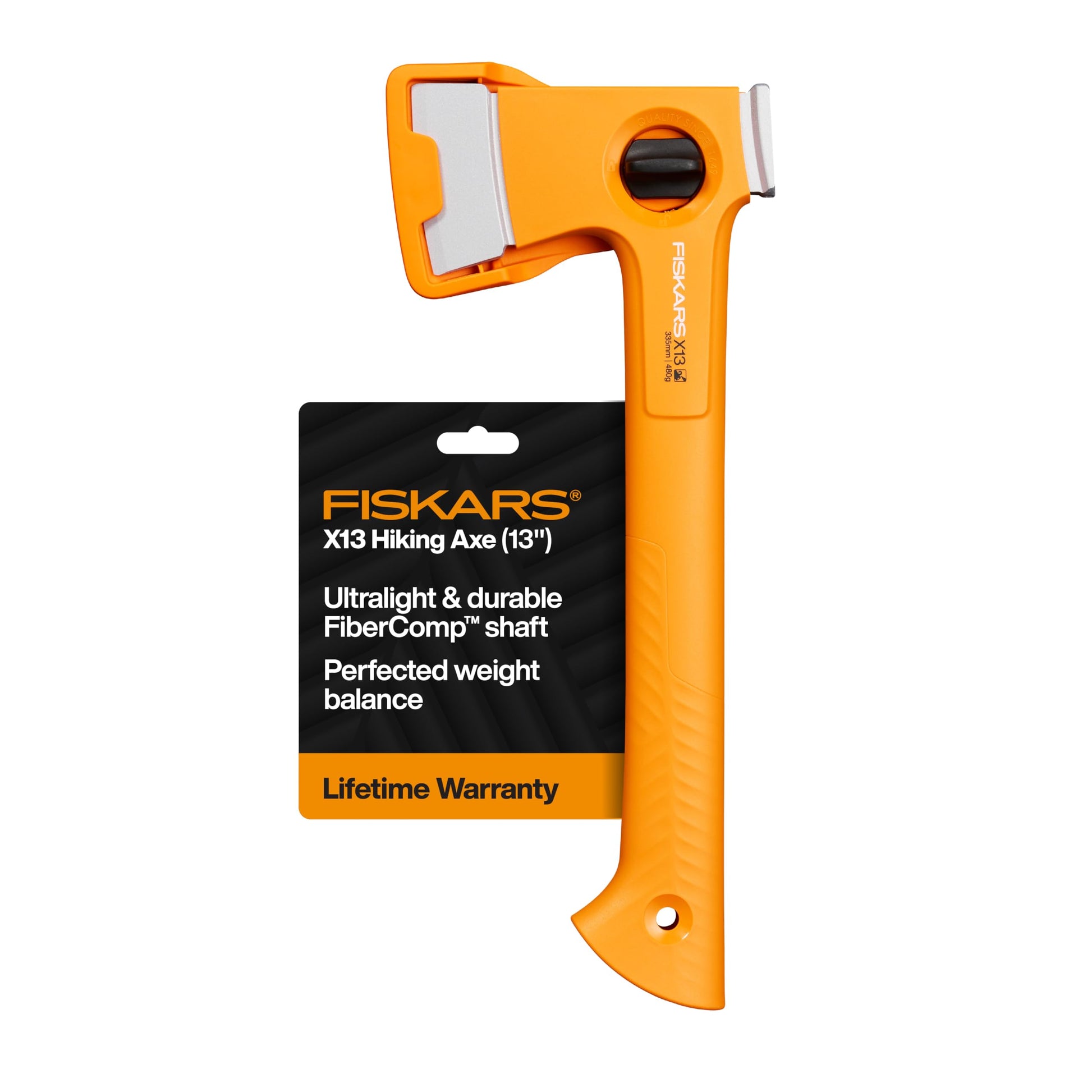 Fiskars X13 Ultralight Hiking Axe 13", Camping Hatchet, Forged Steel Blade