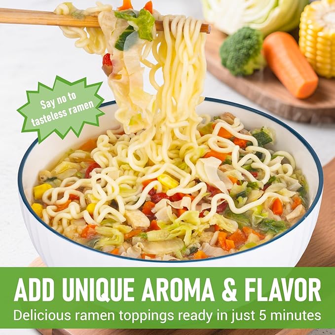 8 Natural Dried Ramen Toppings with Mixed Vegetables for Ramen Noodles and Salad Toppings Gluten Free Resealable Bulk Bag14oz