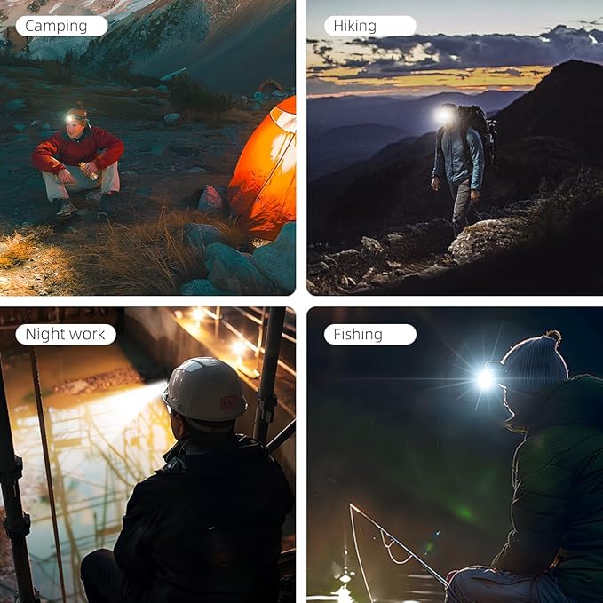 WARSUN Rechargeable Lightweight Headlamp ??750 Lumens Running & Helmet Light, LED Head Torch with Motion Sensor, 5 Modes, for Night Running, Fishing, Camping, Cycling, Work