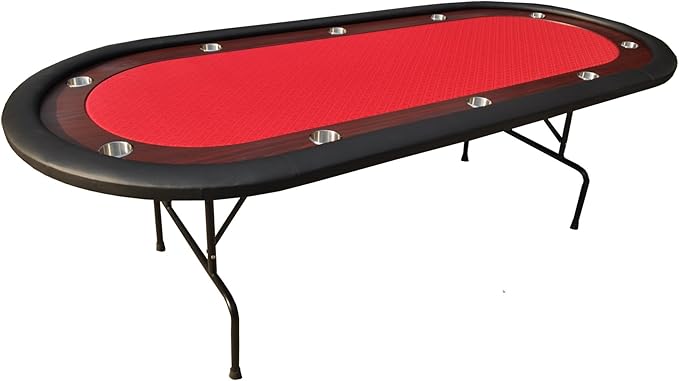 Poker Table 96 inches Light Series for 10 Player Games with Cup Holders Wooden Racetrack Felt