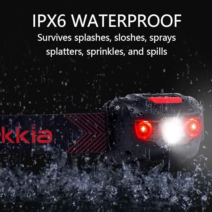 Vekkia Ultra Bright LED Headlamp Flashlight (2 Pack), White and Red Light Headlight with Adjustable Headband, IPX6 Waterproof Head Lamp for Outdoors,Camping,Running,Cycling,Hiking. Batteries Included
