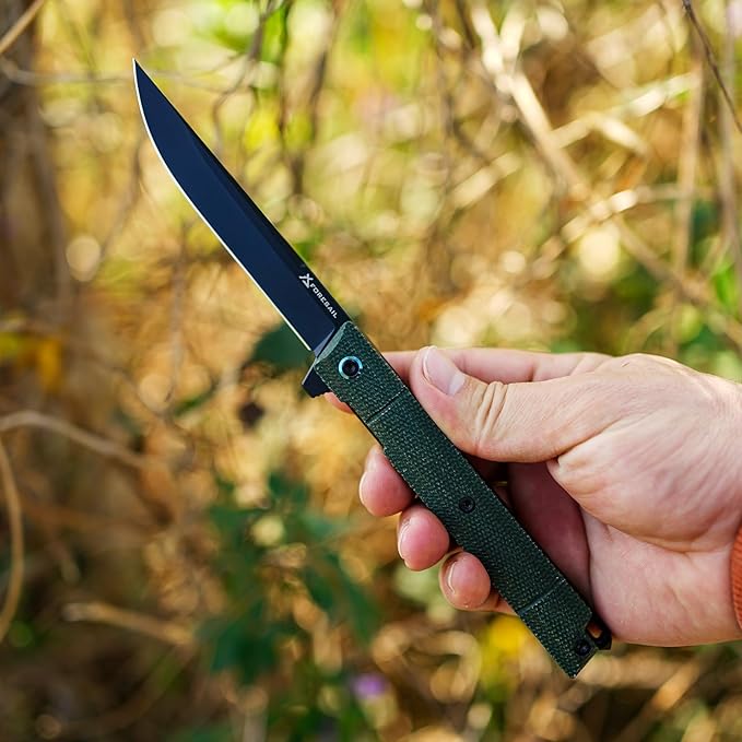 Pocket Folding Knife,Flipper Open,DC53 Steel Blade and Micarta Handle. With pocket clip and glass breaker,Sharp Camping Hiking Daily Work Knives,Everyday Carry EDC tool Knife