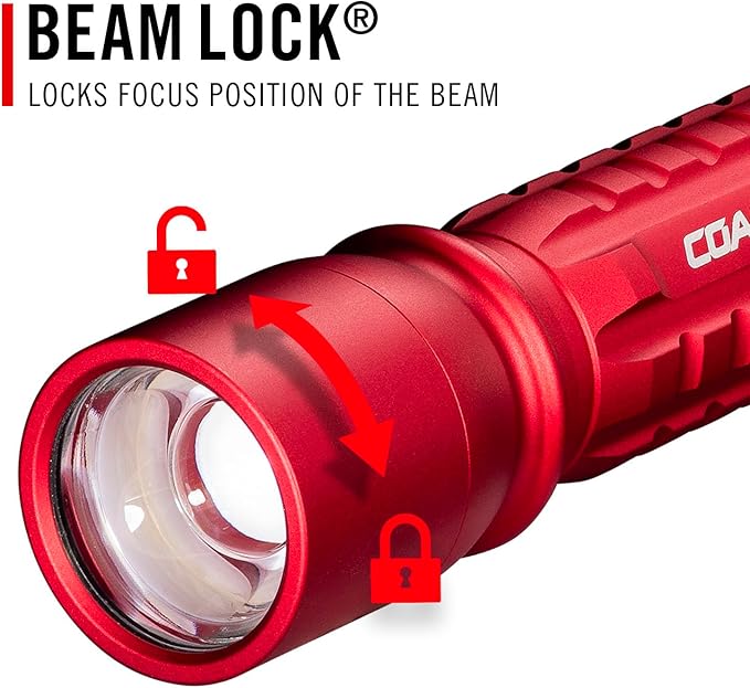 Coast XP11R 2600 Lumen USB-C Rechargeable LED Flashlight with Slide Focus®?¯and Pure Beam® Focusing Optic, 4 Light Modes, Red