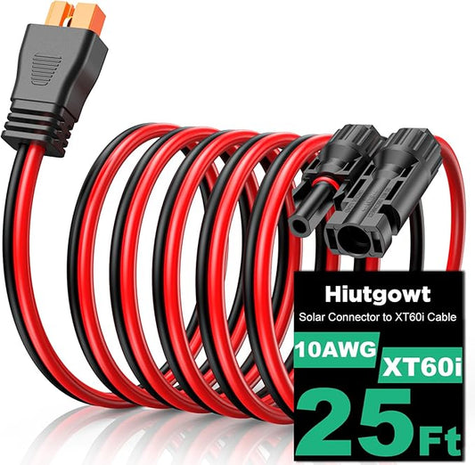 Oududianzi 10AWG XT60i Solar Cable 25FT, Solar to XT60i Cable 3 10 15 20 30 40 50FT, Solar Panel Connector to XT60i Extension Cable, XT60i Charging Cable for Portable Power Station - 25Ft