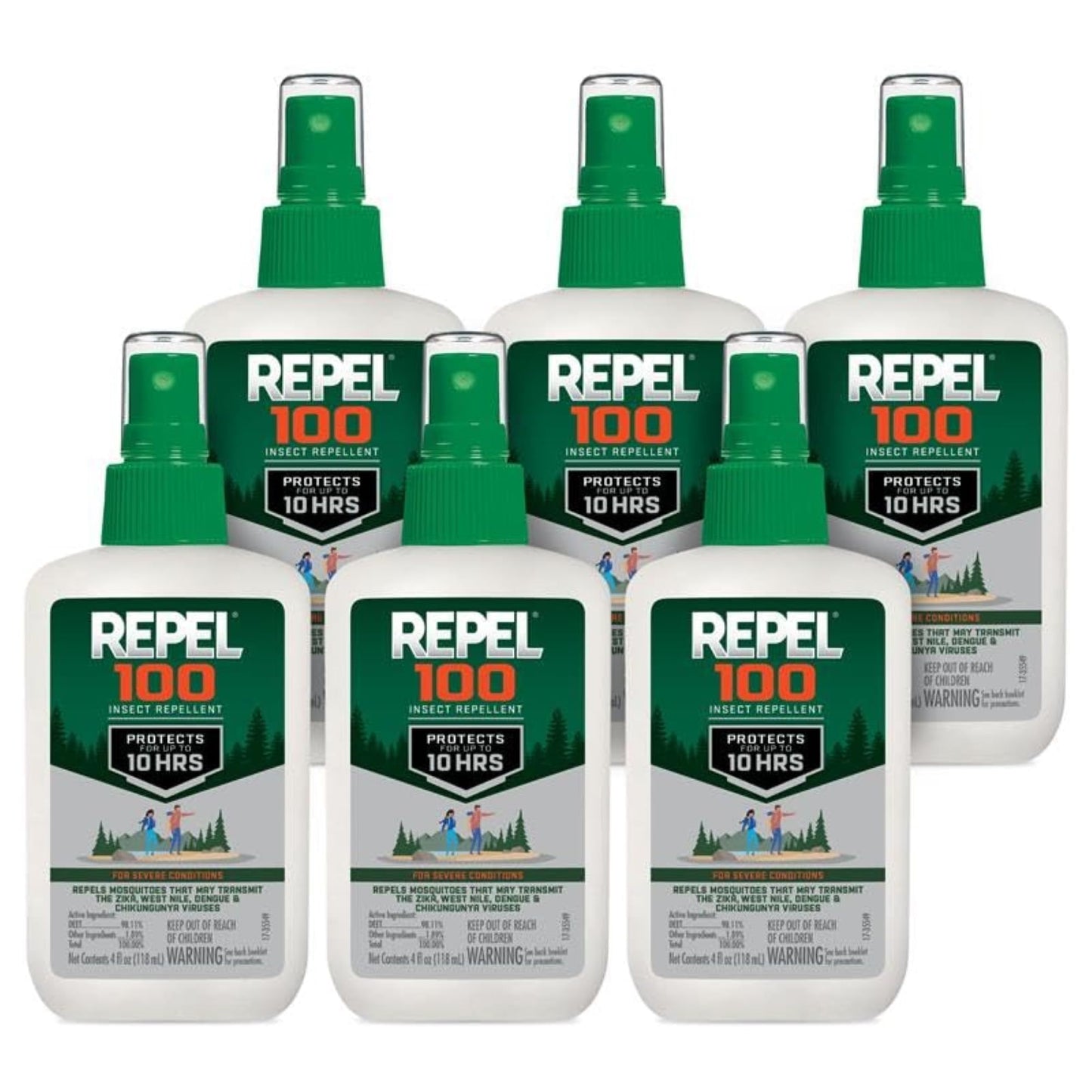 Repel 100 Mosquito & Insect Repellent 4 Oz, 98% DEET, 6 Pack