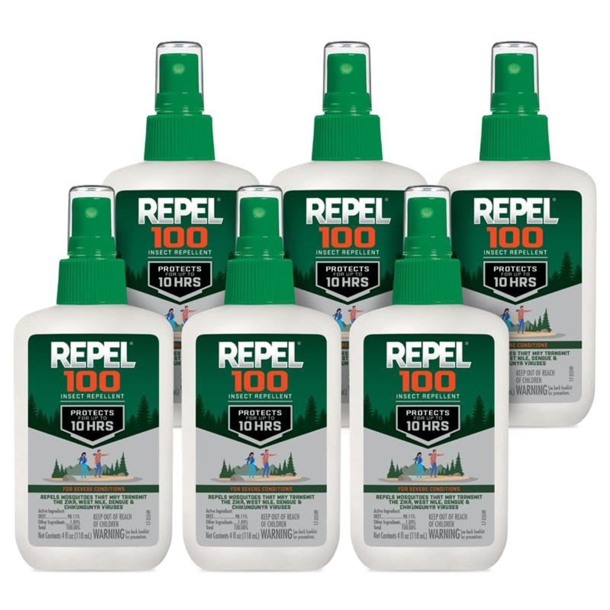 Repel 100 Mosquito & Insect Repellent 4 Oz, 98% DEET, 6 Pack