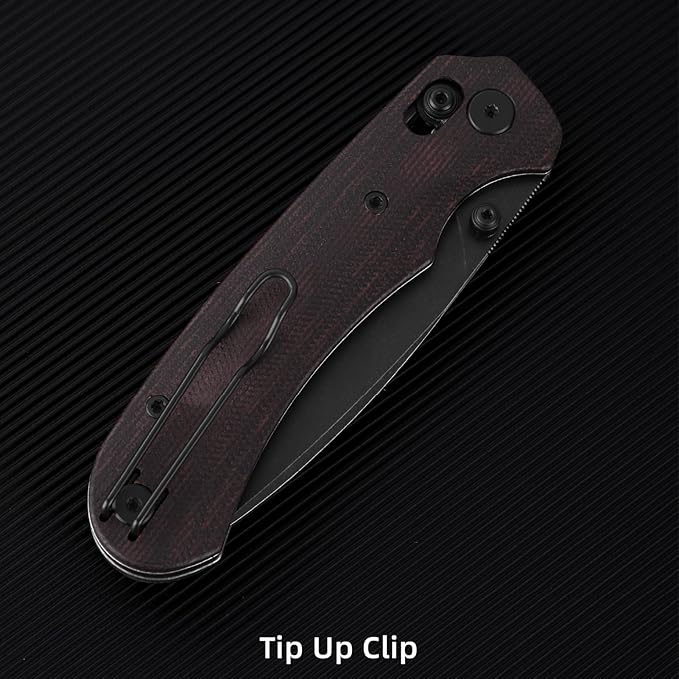 Folding Knife,Pocket Knife,3.31??154CM Blade,Erogonomic Canvas Micarta Handle,Survival Camping Knife with Pocket Clip,EDC Knife for Camping, Hunting, Hiking, Survival,Red