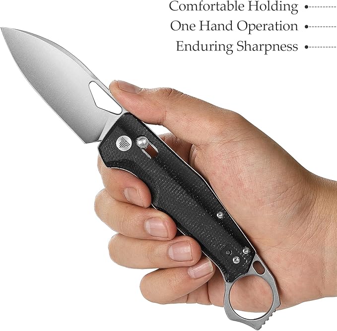 Knives - Sagitta-04B | Folding Knife with Clip，Pocket EDC Knife For Menï¼?.95" 14C28N Steel Sharp Blade & Micarta Handle，Outdoor Camping Tool，Axis lock