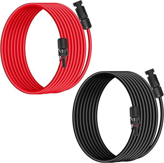 10AWG (6mm) Solar Panel Extension Cable - 8FT, Heavy Duty, Weather Resistant, Standard Solar Connectors, Ideal for RVs & Boats