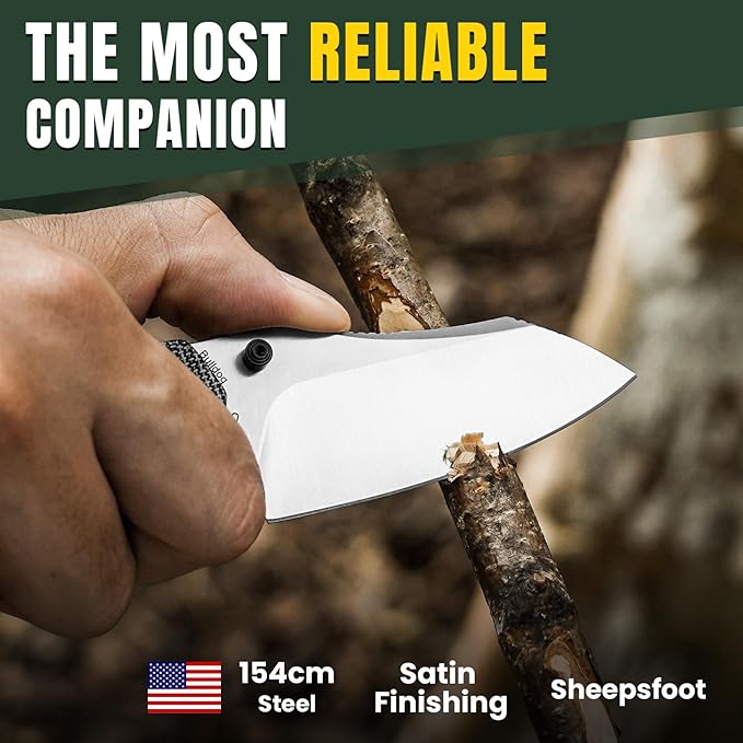 Kizer Bulldog Folding Pocket Knife, 3" Sheepsfoot Blade Folding Knife, 154CM Steel Micarta Handle Pocket Knife, Small EDC Knife for Outdoor Indoor Camping Hunting Fishing Survival V3672C2