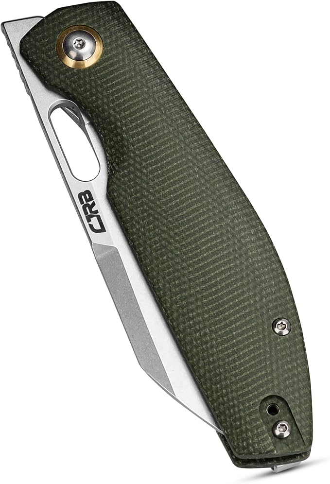 CJRB Pocket EDC Knife Ekko(J1929) Small Folding Knife AR-RPM9 Steel Blade and Green Micarta Handle Outdoor for Men Women for Gifts