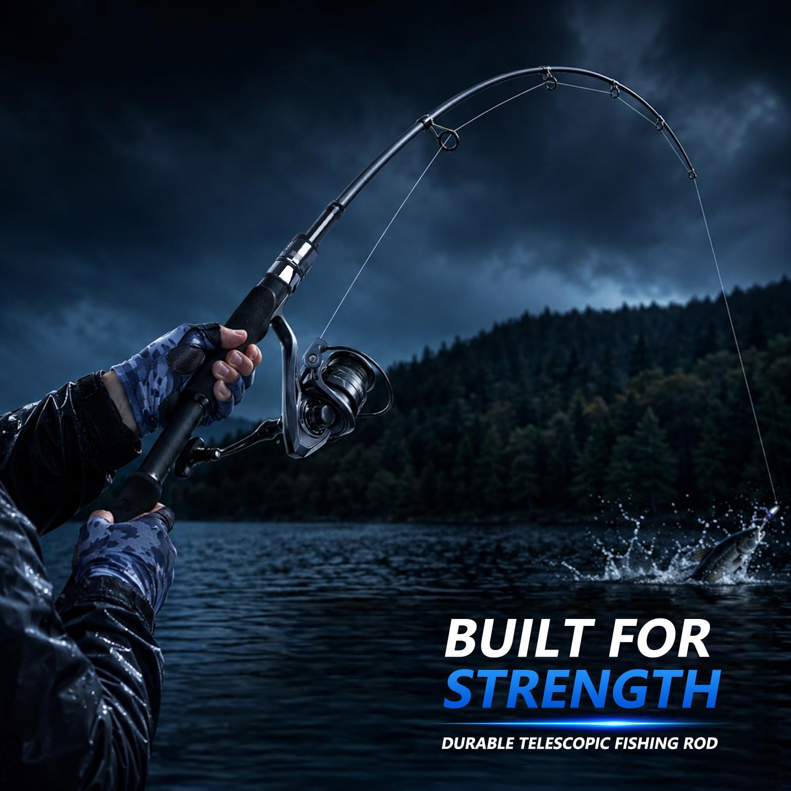Fishing Rod and Reel Combo Kit—Telescopic Fishing Rod, Collapsible Fishing Rod, Portable Fishing