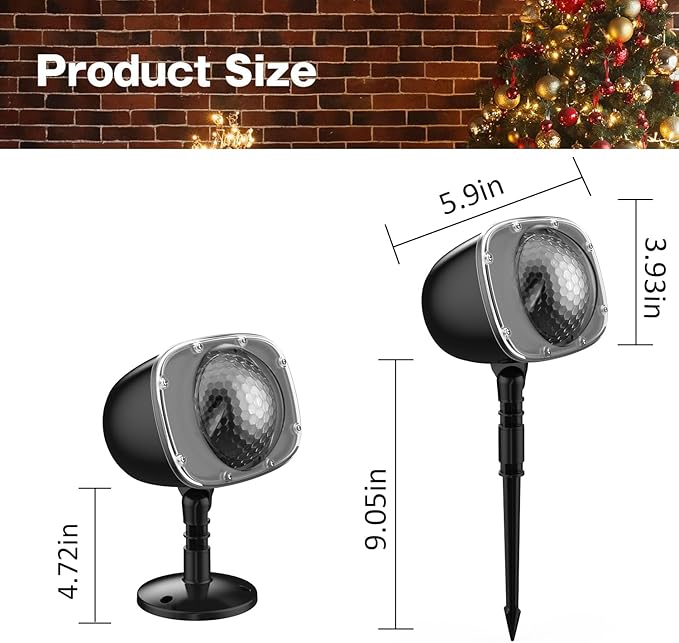 Christmas Snowfall Projector Lights,FLEVO LED Light Projector,Outdoor Holiday Lights with Clear Rotating Snow Falling Lamp for Halloween Xmas Party Garden Landscape Decoration