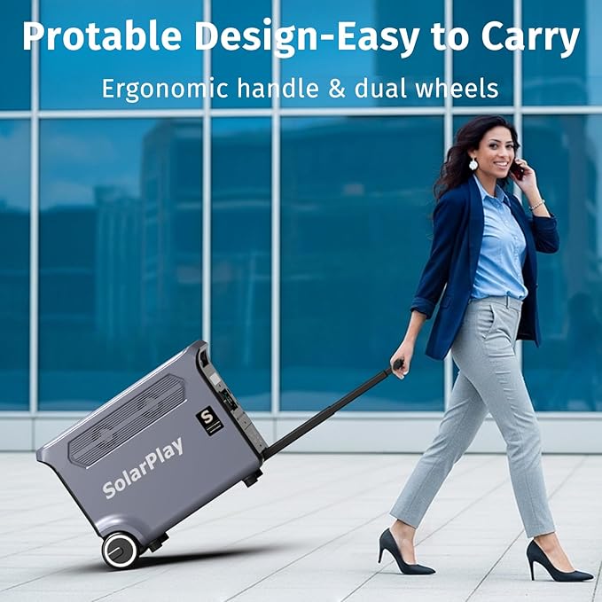 SolarPlay Portable Power Station, 3840Wh Solar Powered Generator Trolley Available, 120/160V 3600W AC Output, Solar Generator for Home Use, Camping, Emergencies, Power Outages, RVs, Outdoor