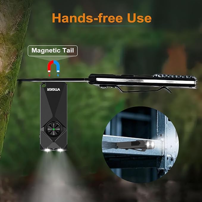 VTIGER K1 800 High Lumens Key Chain Light, Small EDC Rechargeable Keychain Flashlight, Compact LED Tiny Flashlight with Magnetic, Mini Clip-on Pocket Lights for Camping, Emergency, Everyday Carry