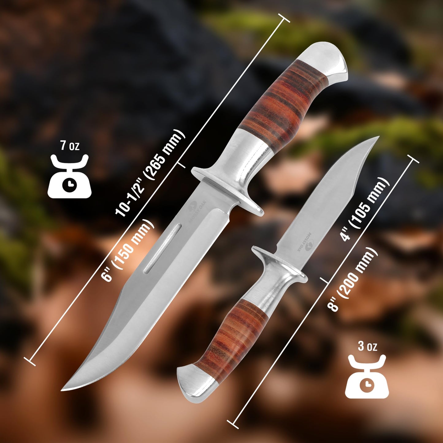 Mossy Oak 2-piece Fixed Blade Bowie Knife Set