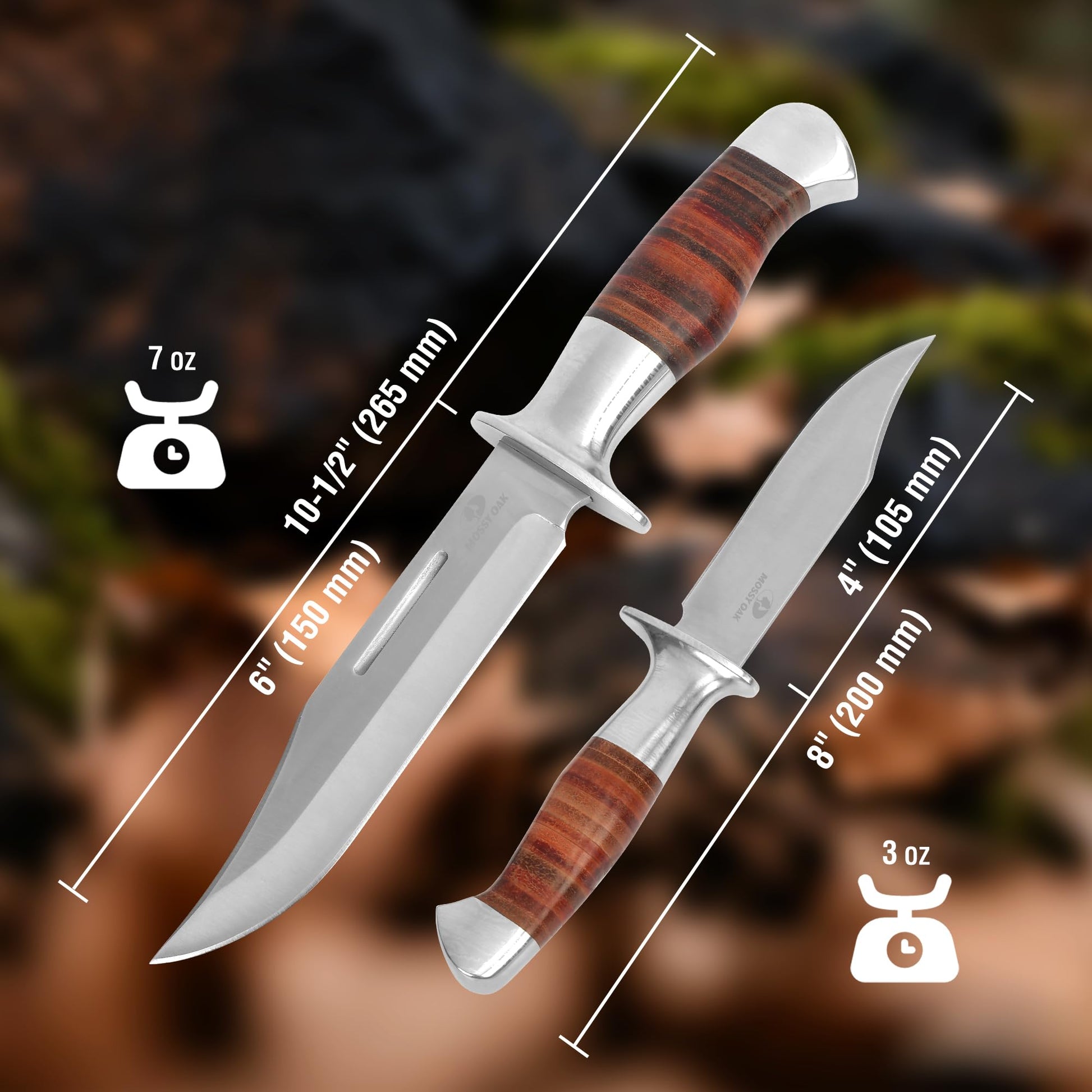 Mossy Oak 2-piece Fixed Blade Bowie Knife Set