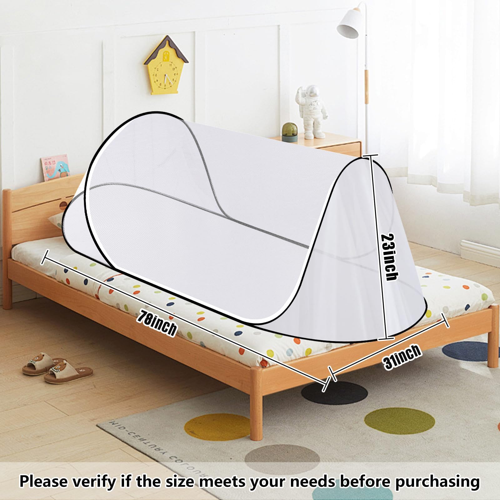78 * 31 * 23 Inch Large Pop Up Mosquito Net, Portable Foldable Mesh Tent