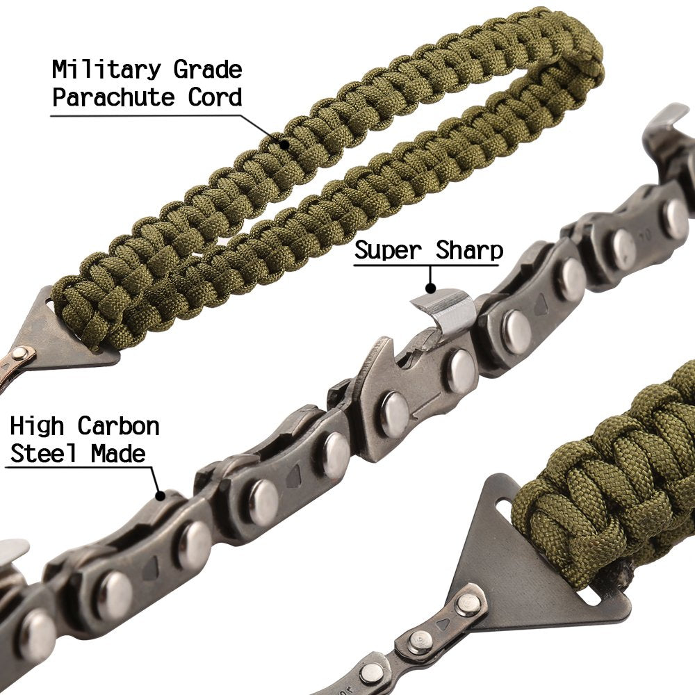 Pocket Chainsaw with Paracord Handle 36 Inches 16 Teeth Long Chain Hand Saw Fast Wood & Tree