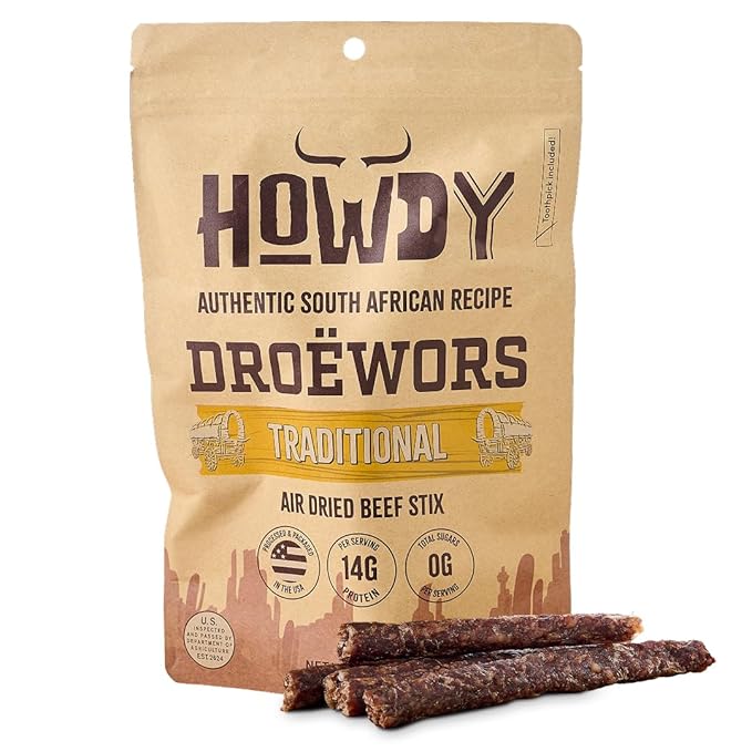 Howdysnax Handcraft Authentic Small Batch Droëwors Beef Sticks Sugar Free, Soy Free, Paleo & Keto Friendly Snack
