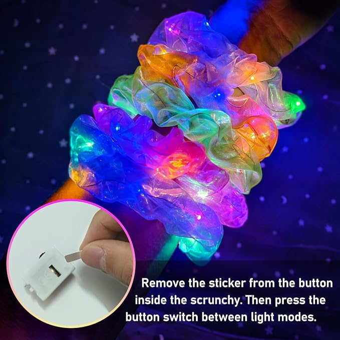 40 PCS Light up Scrunchies, 3 Glow Mode, LED Hair Accessories for Women, Glow in the Dark Party Supply for Festival Rave Slumber Party