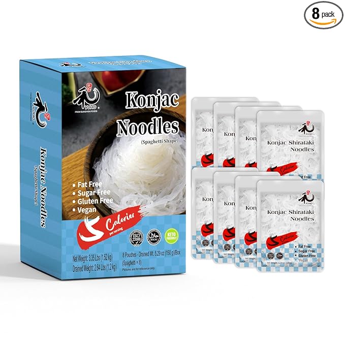 YUHO Shirataki Konjac 8 Pack Inside, Vegan, Gluten Free, Fat-Free, Keto Friendly, Low Carbs 53.61 Oz (1520 g)