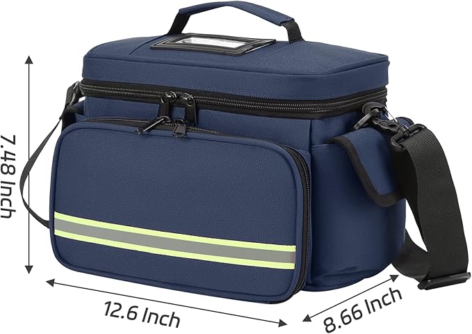 Medical Bag Empty First Aid Bag Home Health Nurse Bag, First Aid Storage, Medical Supplies Responder for Nursing Student,Therapist,Doctors Blue