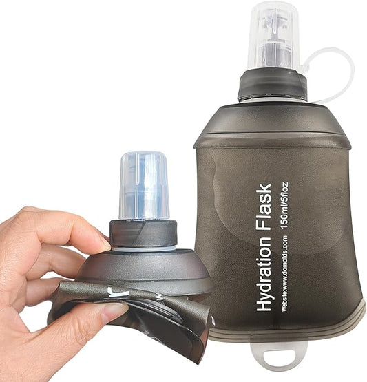 150ml Soft Flask, Soft Water Bottle for Hydration Packs, Running, Hiking, Cycling and Climbing - Gray