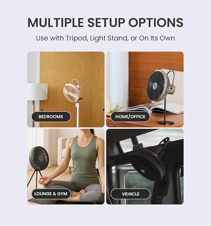Claymore V600+ Warm Gray Rechargeable Portable Fan ??7,800mAh Battery, 4-Speed BLDC Ultra-Quiet Air