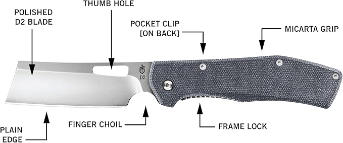 Gerber Gear Flatiron Folding Pocket Knife, EDC Stainless Steel Folding Knife with 3.6" Cleaver Blade and Pocket Clip