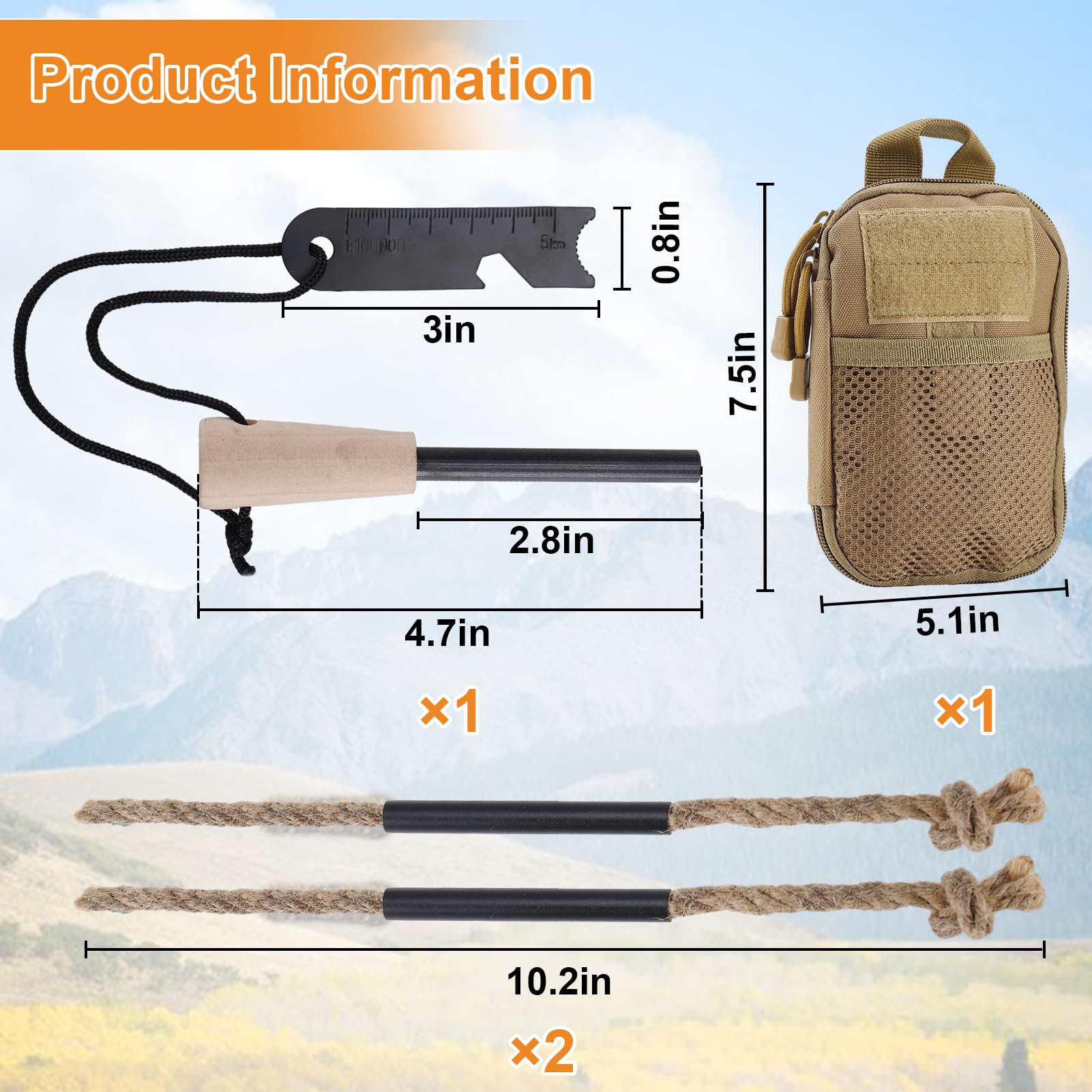 Acostop Fire Starter Tool Kit Survival Gear for Hiking Campfires Bushcraft