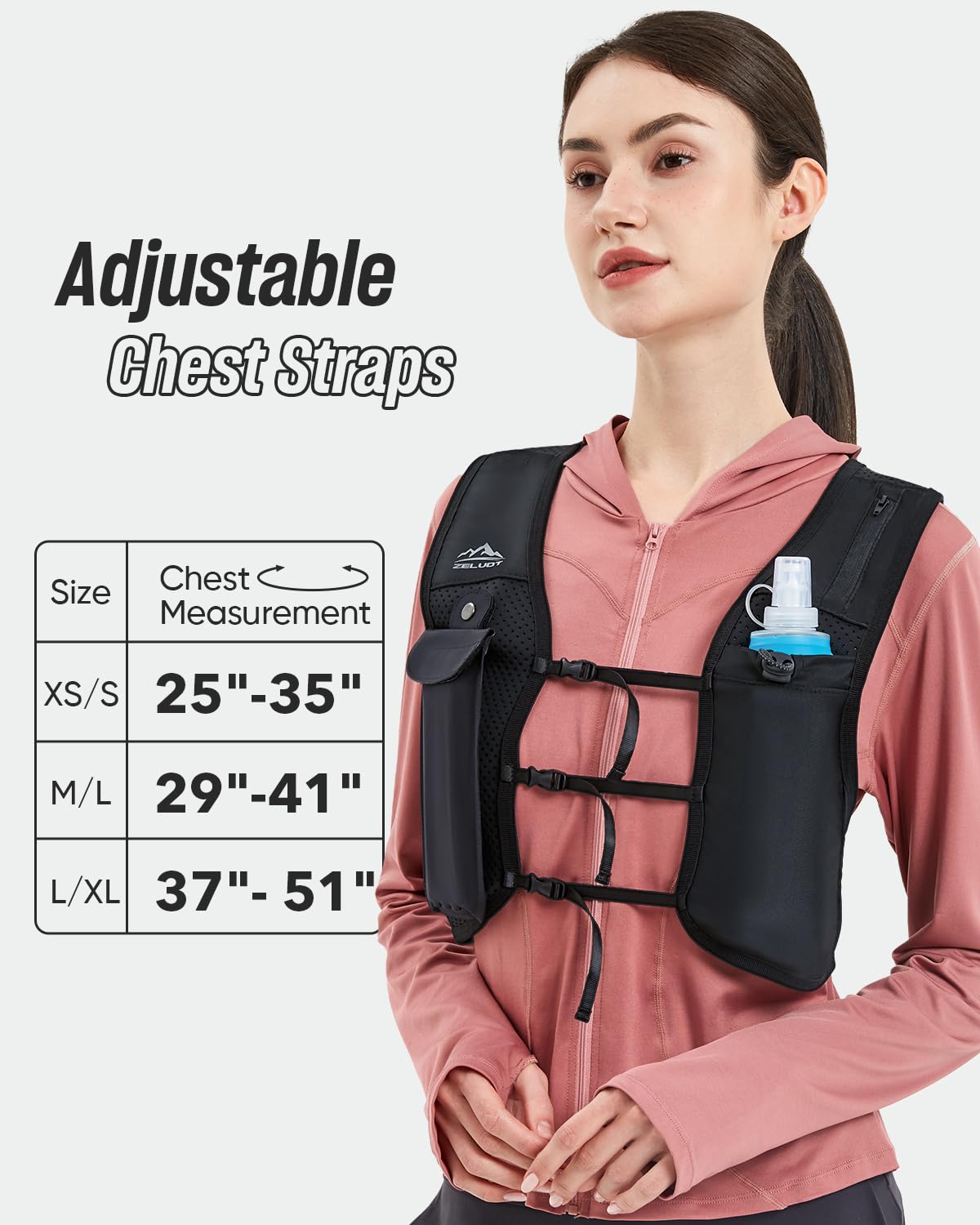Zelvot Running Vest for Women Men, Touchscreen Phone Pocket (Black, M/L)