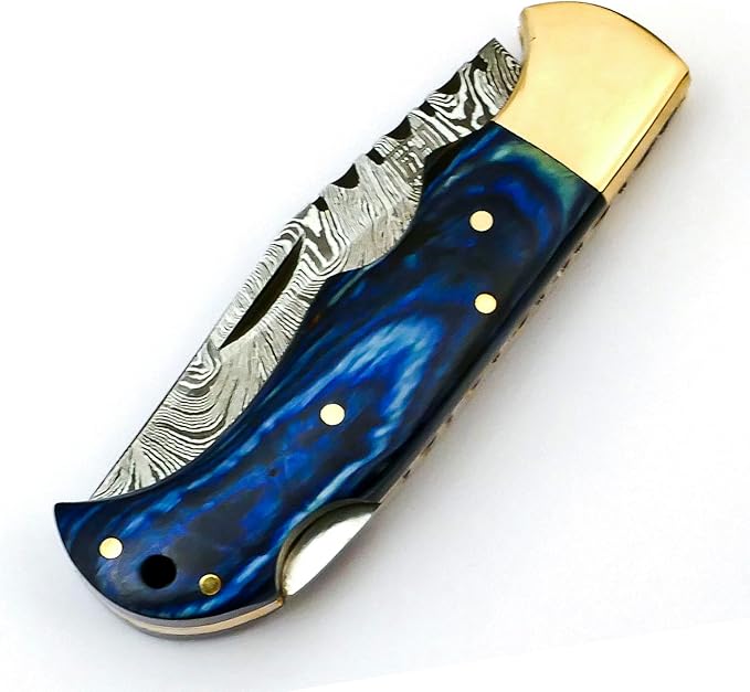 Retirement Gifts for Men - Personalized Damascus pocket knife with sheath - Custom Engraved 2025 Retirement Gifts for Him, Dad, Husband, Boss, Coworker - Best Mens Retirement Gift Ideas