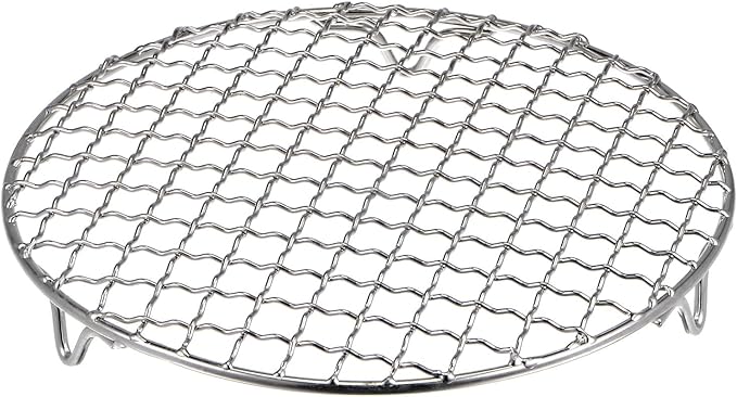 HARFINGTON Round Cooking Rack 8-inch 201 Stainless Steel Cross Wire Barbecue Grill Net with 20mm Legs for Cooking Baking Steaming BBQ