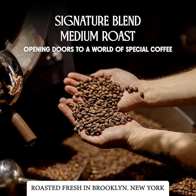 Crema Coffee Whole Bean, Medium Roast Coffee Beans, Signature Blend with Butterscotch, Sweet Caramel & Hazelnut Flavors, 35.2 oz (2.2 lb) Freshly Roasted Brooklyn, Kosher Certified