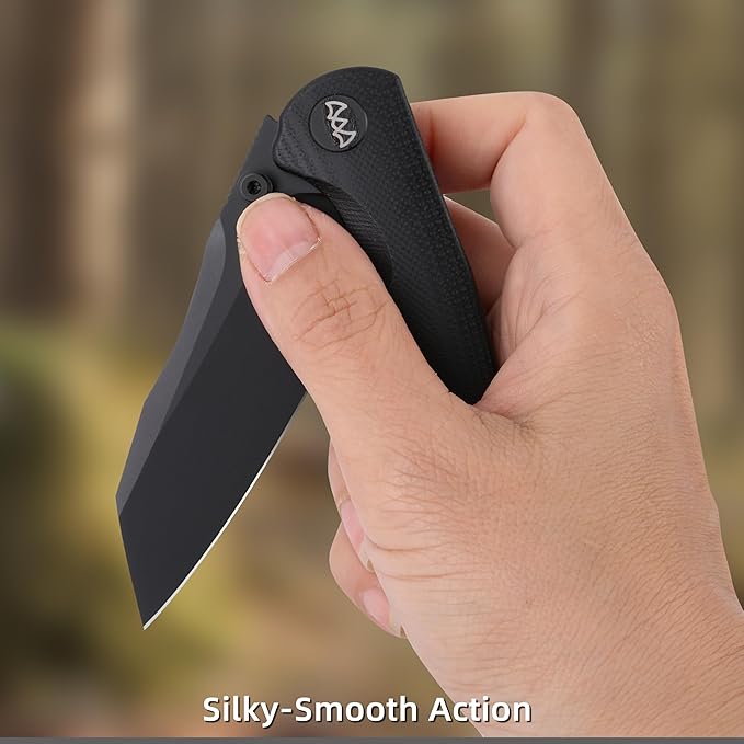 Folding Pocket Knife, 3.35" 14C28N Blade G10 Handle EDC Knife with Liner Lock, Small Pocket Knife with Clip for Men, Sharp Camping Hiking Hunting Survival Knives (Black)