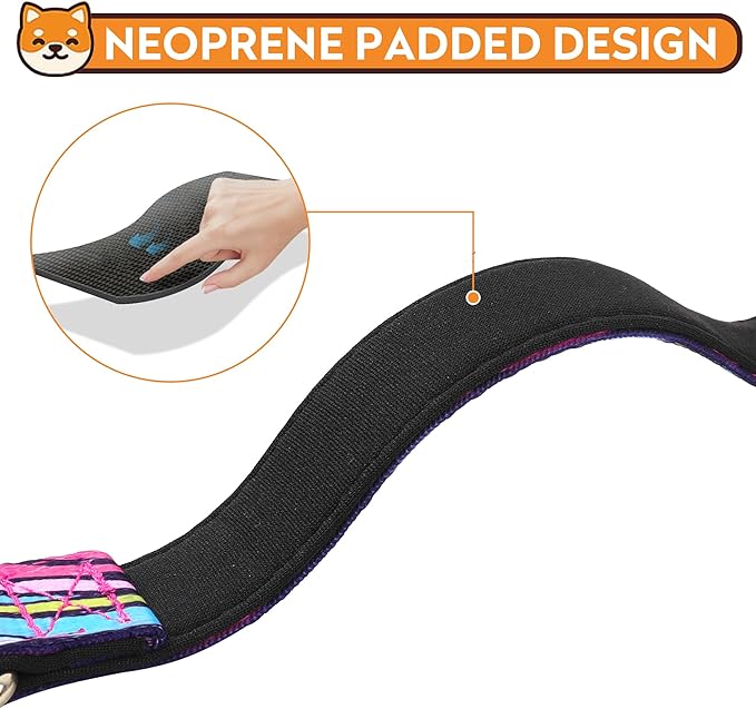Reflective Dog Collar, Adjustable Soft Neoprene Padded Nylon Pet Collars with Buckle for Puppy and Small Dogs, Cats, Colorful Wave Pattern,M