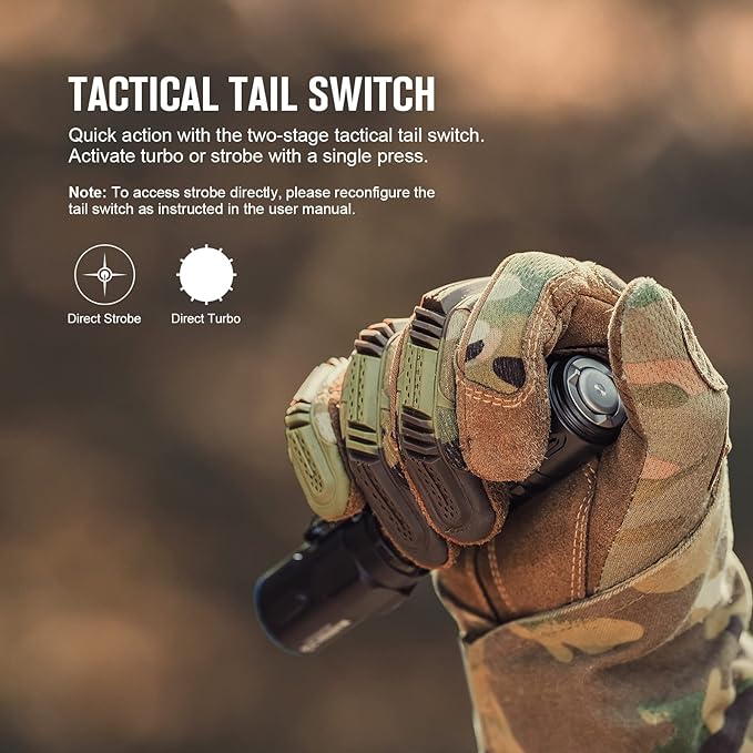 OLIGHT Warrior 3S 2300 Lumens Rechargeable Tactical Flashlight, Compact Dual-Switches LED Bright Light with Proximity Sensor, Powered by Customized Battery for Emergency, EDC and Searching (Black)