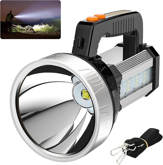 Rechargeable LED Flashlight High Lumens Camping Lantern Spotlight 5 Light Modes, 1500LM, 4800mAh Waterproof Portable Bright Camping Light for Ourdoor, Power Outages, Emergency, Gifts for Father's Day
