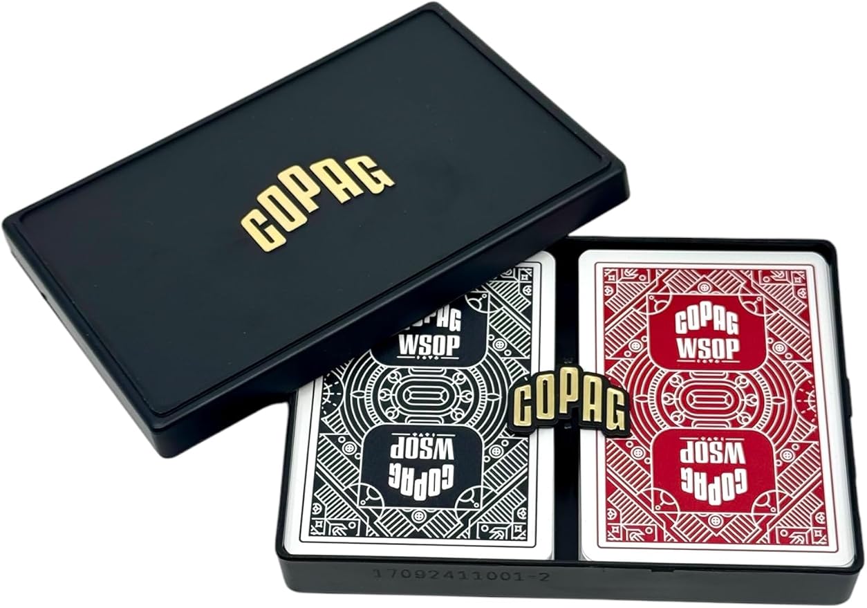 Copag WSOP 100% Plastic Playing Cards - Standard Size (Poker) Jumbo Index Black/Red Double Deck Set
