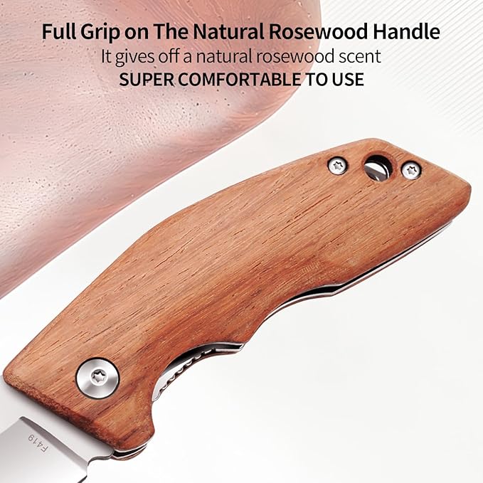 Vickay Pocket Knife, Folding Knife, 2.75" 8Cr13MoV Steel Blade, Wood Handle EDC Knife for Men & Women, Outdoor Camping, Tactical, Hunting, Hiking, Survival - Father?™s Day Gift