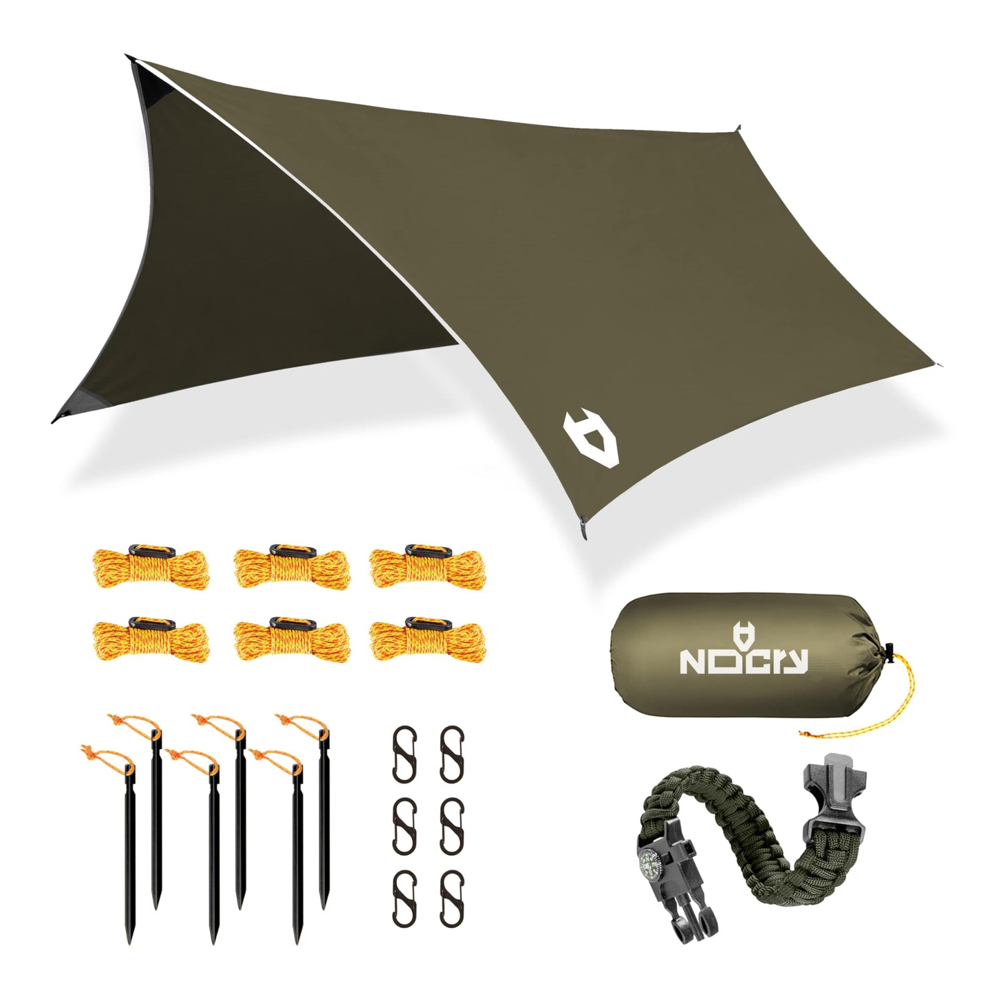 Rain Fly 12x10 Lightweight Survival Camping Tarp; 100% Waterproof; Makes a Great Backpacking Tarp