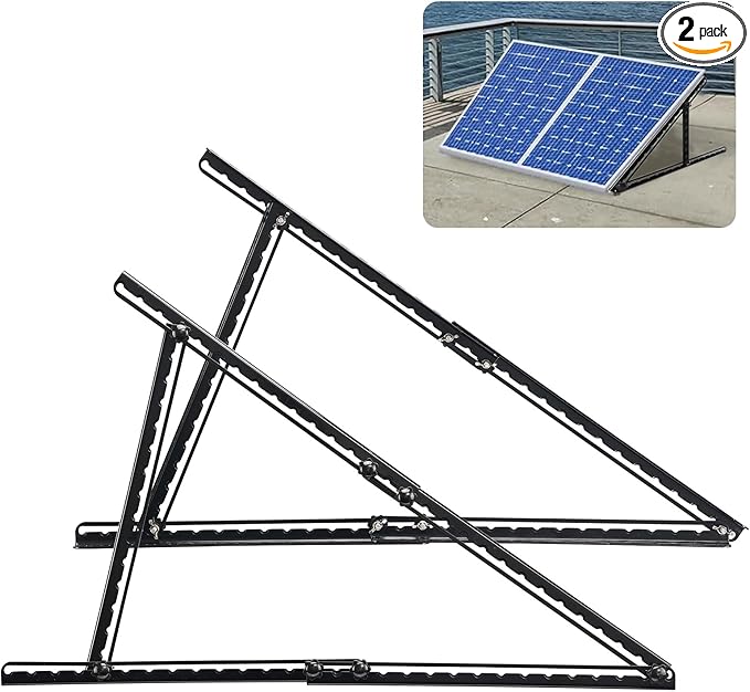 Solar Panel Mount, Upgraded 32" Adjustable Stand with Foldable Tilt Legs Solar Ground Mount for 50-100 Watt Portable Solar Panel for RV, Roof, Boat, and Off-Grid, Black
