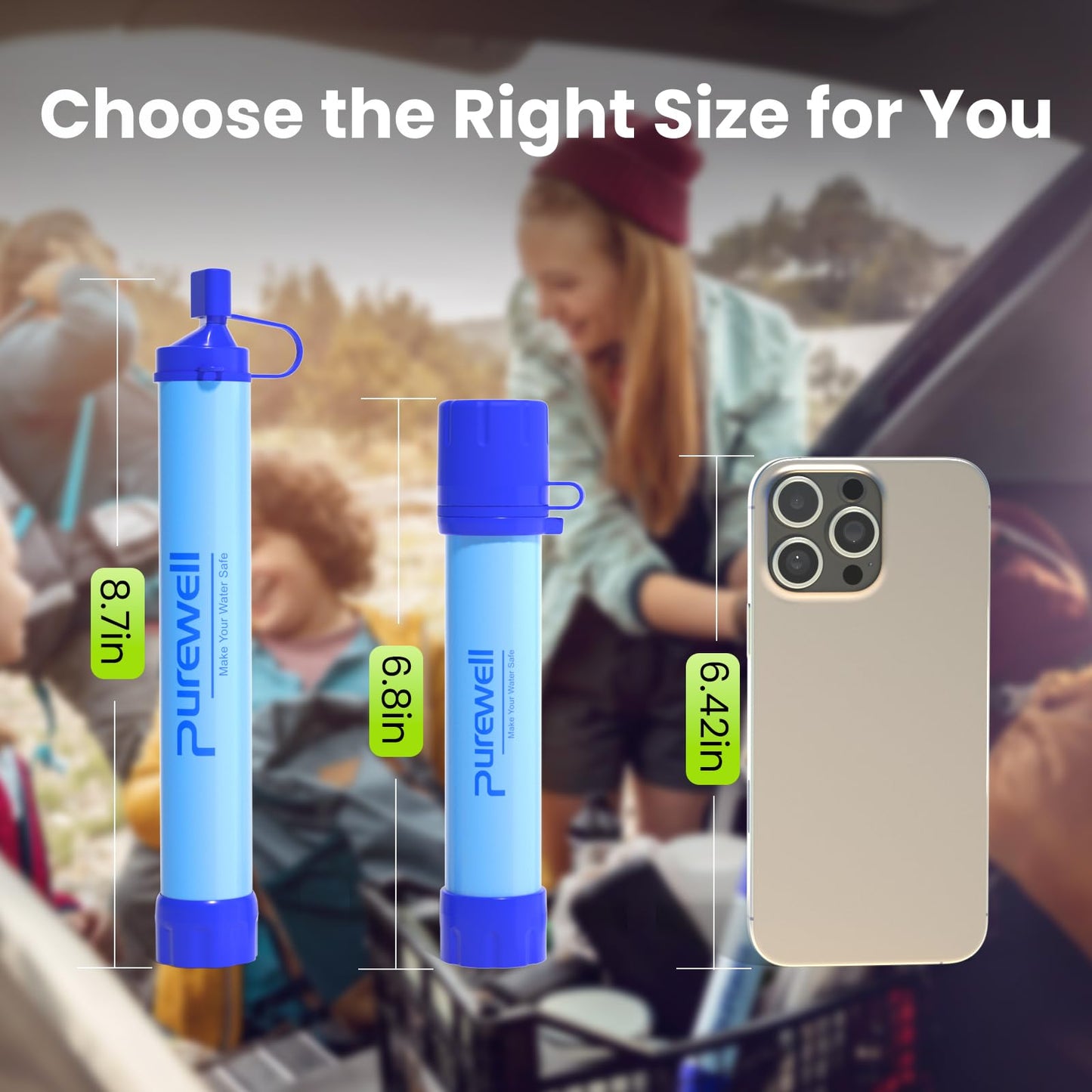 Purewell Outdoor Water Filter Personal Water Filtration Straw Emergency Survival Gear Water