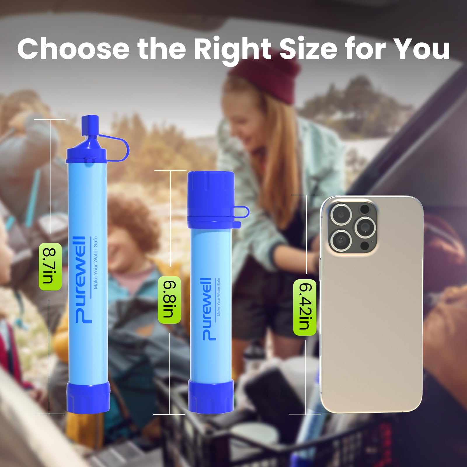Purewell Outdoor Water Filter Personal Water Filtration Straw Emergency Survival Gear Water