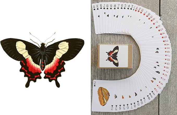 BEAUTIFUL BUTTERFLY Playing Cards (Poker Deck 54 Cards All Different) Colorful Butterflies Moths Nature Art Entomology-Inspired Vintage Designs Ideal for Collectors Gardeners and Insect Enthusiasts