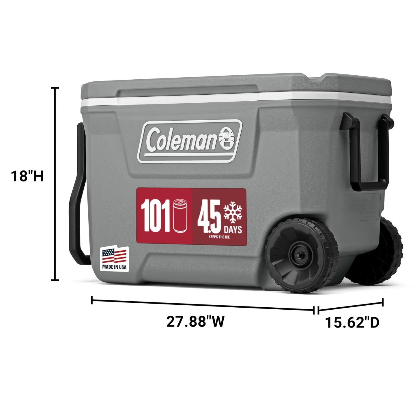 Coleman Classic Series Insulated Portable Rolling Cooler with Wheels, Leak-Resistant Outdoor Hard