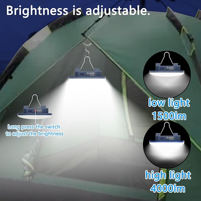 Rechargeable Camping Light TeiNewBy 4000LM 16500mAh up to 10-60 Hours Running, 5 Light Modes,LED Camping Lantern Portable,Magnetic Base for Hurricane Emergency, Outdoor, Hiking, Home and Car(80W)