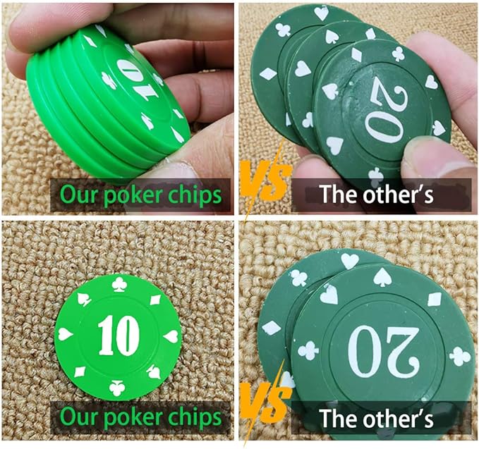 Plastic Poker Chips Set of 100 Pcs with Storage Box,Denomination Printed Casino Style Chip for Texas Home Game Holdem Poker Nights,Blackjack,Roulette Games
